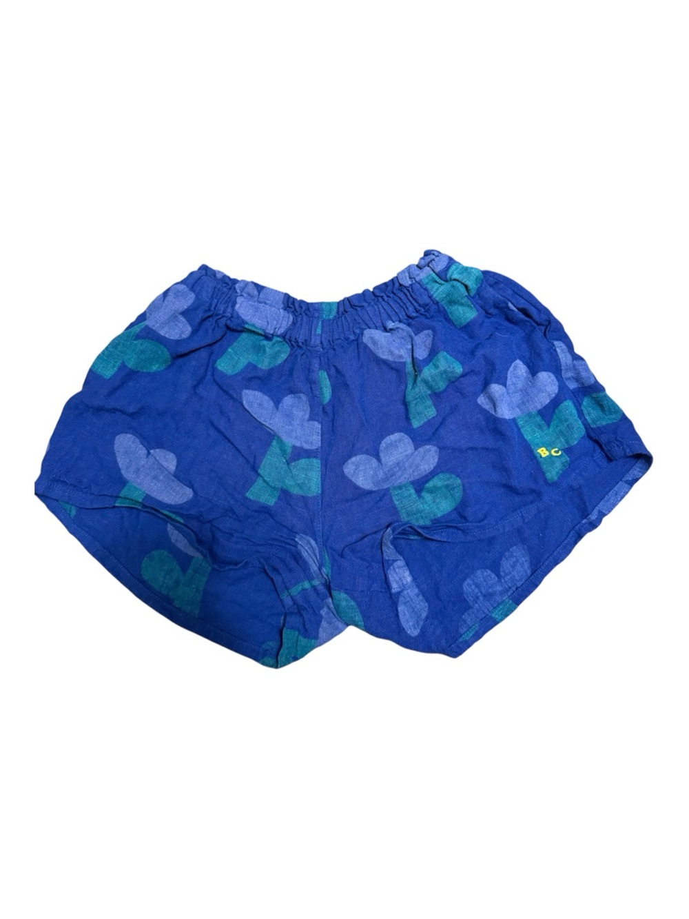 Bobo Choses Blue Shorts with Teal & Light Blue Floral Shapes